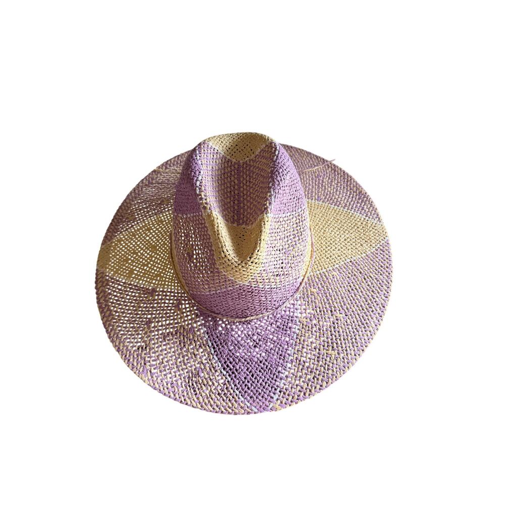 NWT Anarchy Street Lavender & Natural Straw Wide Brim Hat | Adjustable Beach Hat
